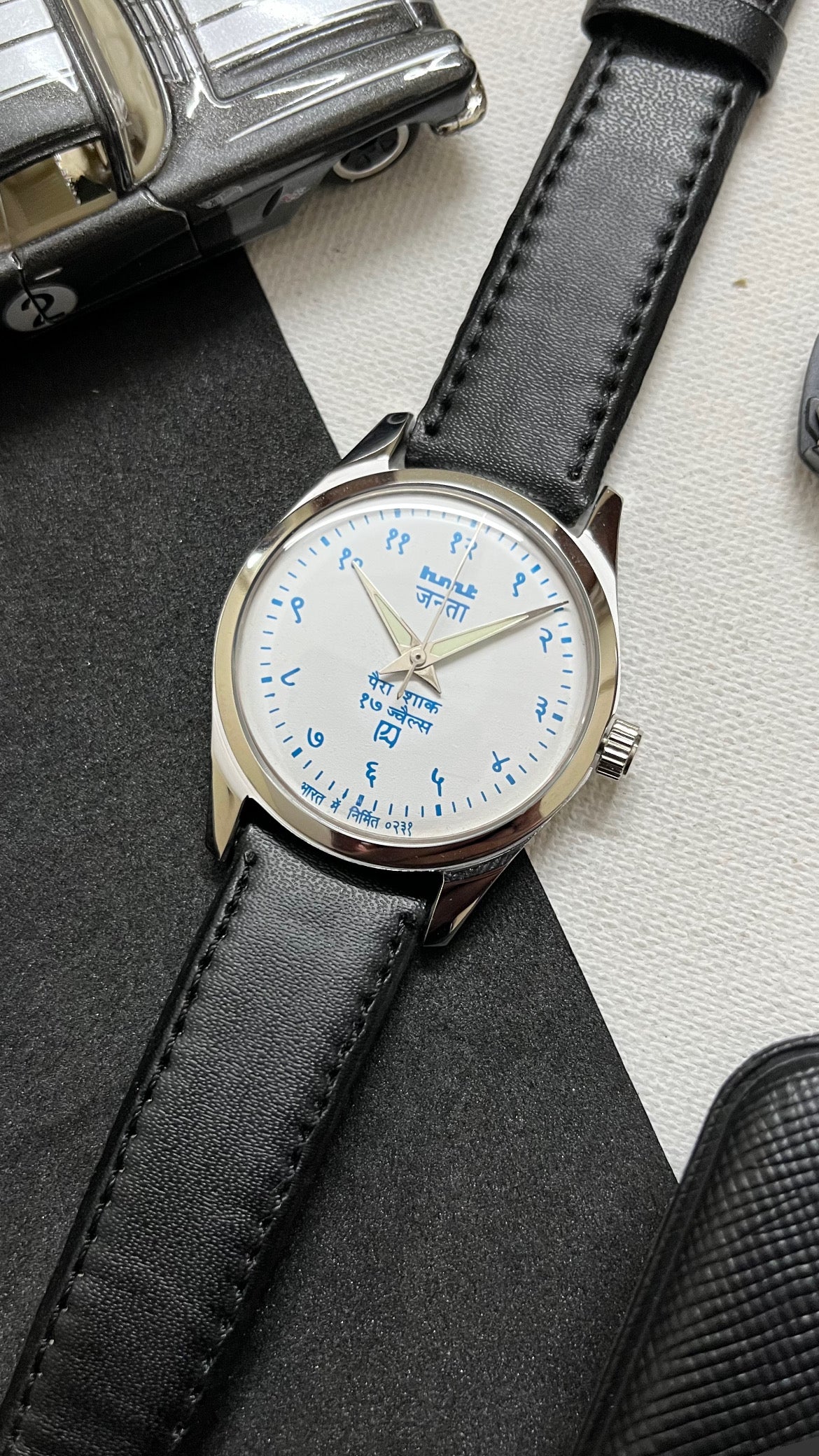 (Limited) HMT Janata Devanagri - WHITE Dial with Blue Numbers and Lume Hands