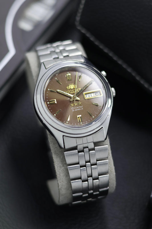 (Super Rare) Orient Tri-Star Crystal Copper Brown Sunray Dial - Automatic Vintage Watch (Pre Owned) - SE618