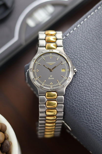 (Extremely Rare) LONGINES Conquest TITANIUM Dual Tone Grey Dial - Swiss Vintage Watch (Pre Owned) - A247