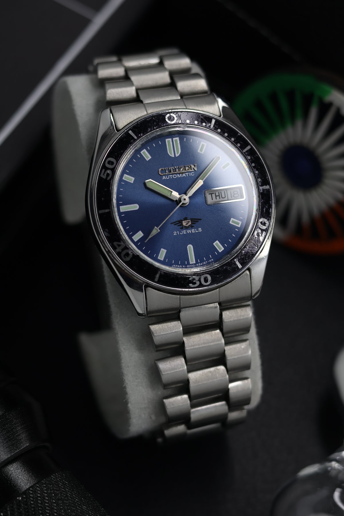 (Super Rare) Citizen Eagle 7 Blue Sunray Dial with Fixed Diver Bezel - Automatic Vintage Watch (Pre Owned) - SE750