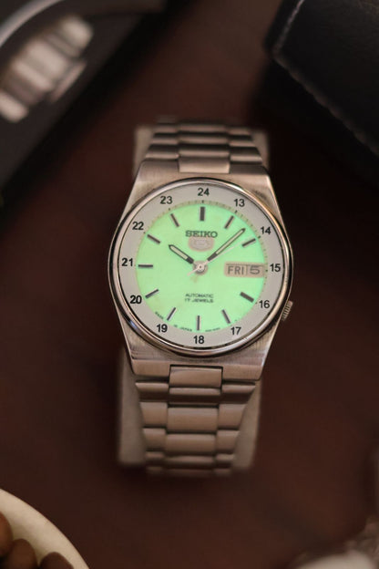 (Super Rare) 1986 Seiko 5 Railway Time Lume Dial - Automatic Vintage Watch (Pre Owned) - SE431