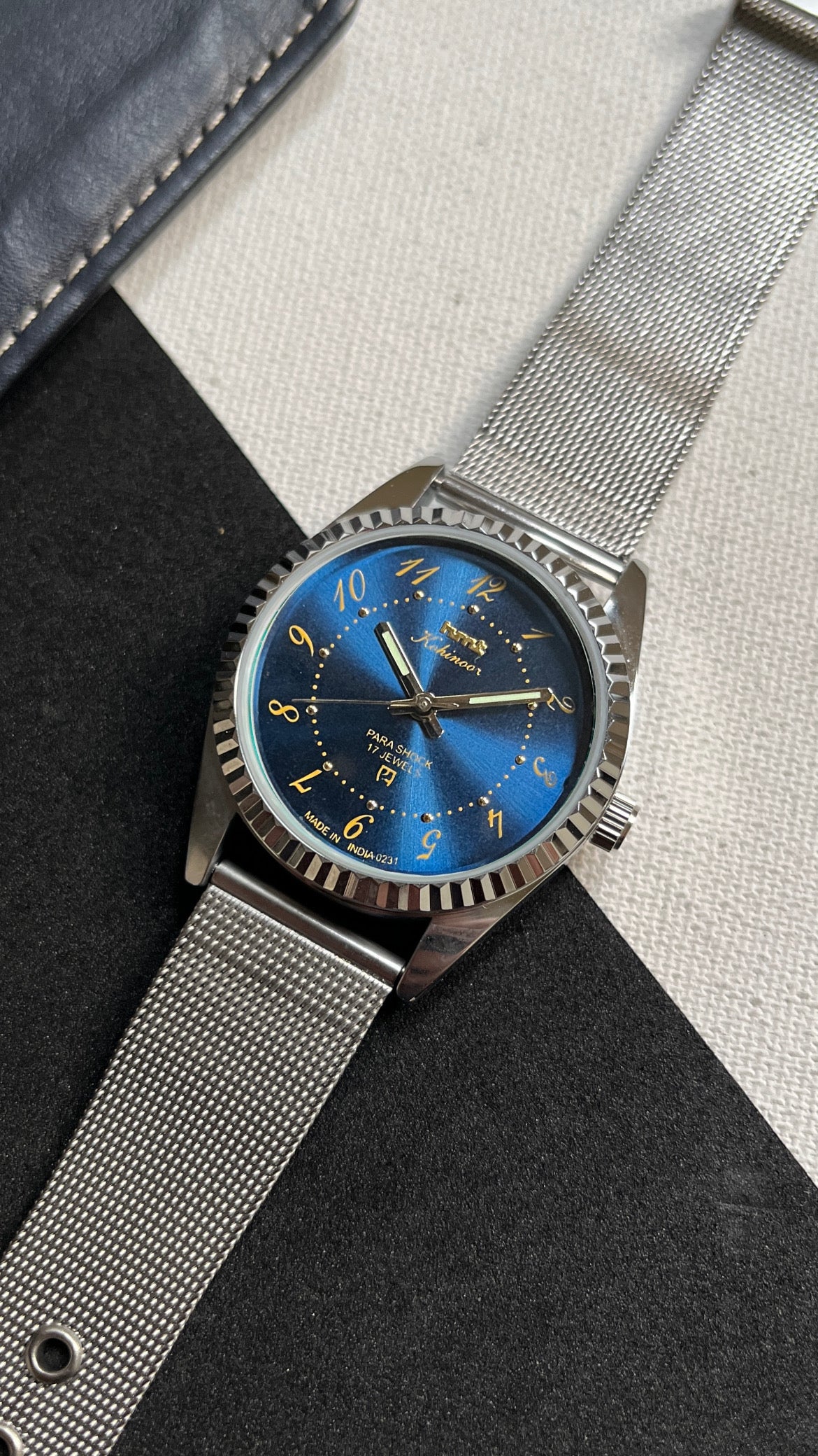 Fluted HMT Kohinoor - BLUE ‘Drunken Numbers’ Dial