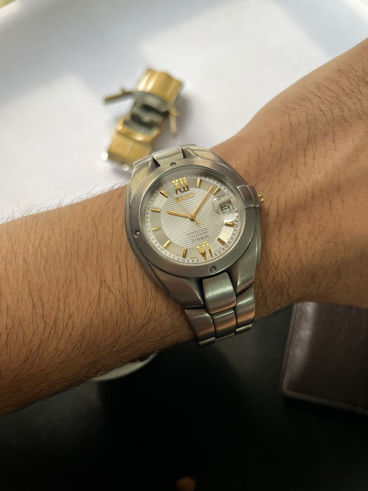 Super Rare Seiko TITANIUM Perpetual Calendar Textured Silver Dial P super-rare-seiko-titanium-perpetual-calendar-textured-silver-dial-p