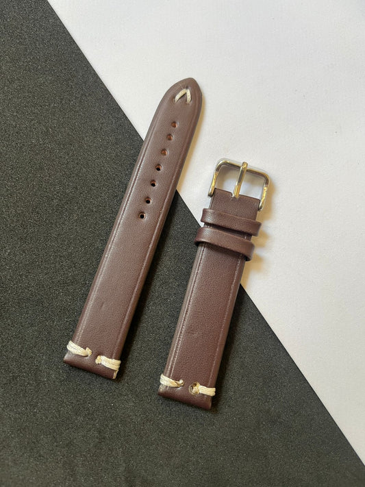 Brown Two-Stitch Leather Strap (18mm)