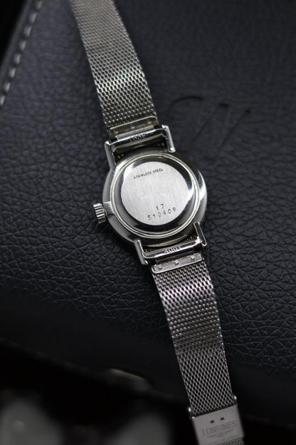 (Extremely Rare) LONGINES Ladies 17J Mechanical Hand-Winding Silver Dial with Integrated Mesh Bracelet - Swiss Vintage Watch (Pre Owned) - SE526