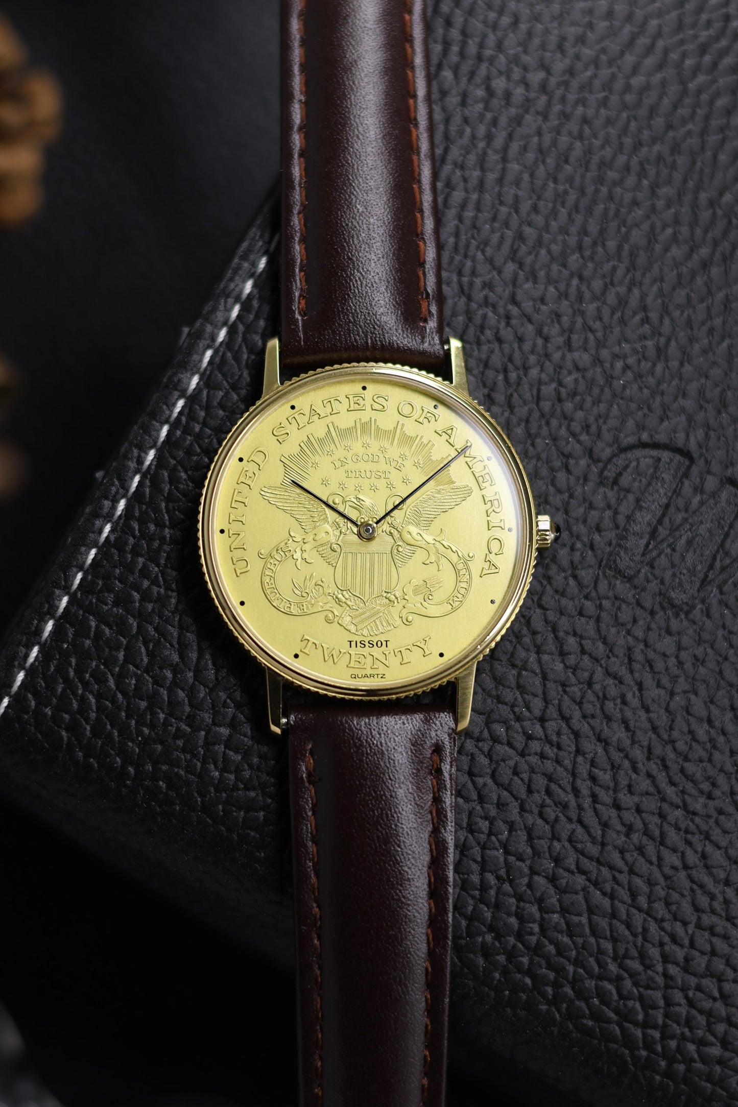 (Extremely Rare) TISSOT Twenty Dollar Coin Dial with Solid Gold Plated Case - Swiss Vintage Watch (Pre Owned) - SE506