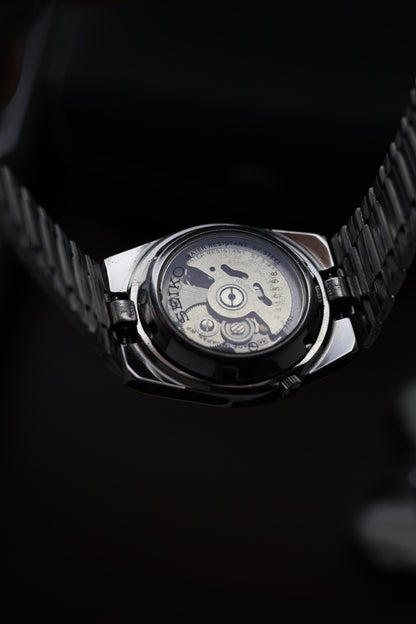 Seiko 5 Black Railway Time Dial with Glass Back  - Automatic Vintage Watch (Pre Owned) - A251