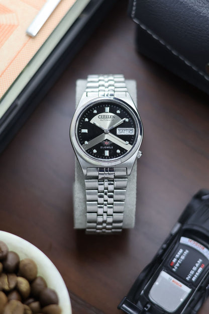 (Super Rare) Citizen Eagle 7 Black Motif Dial with Jubilee Bracelet - Automatic Vintage Watch (Pre Owned) - SE433