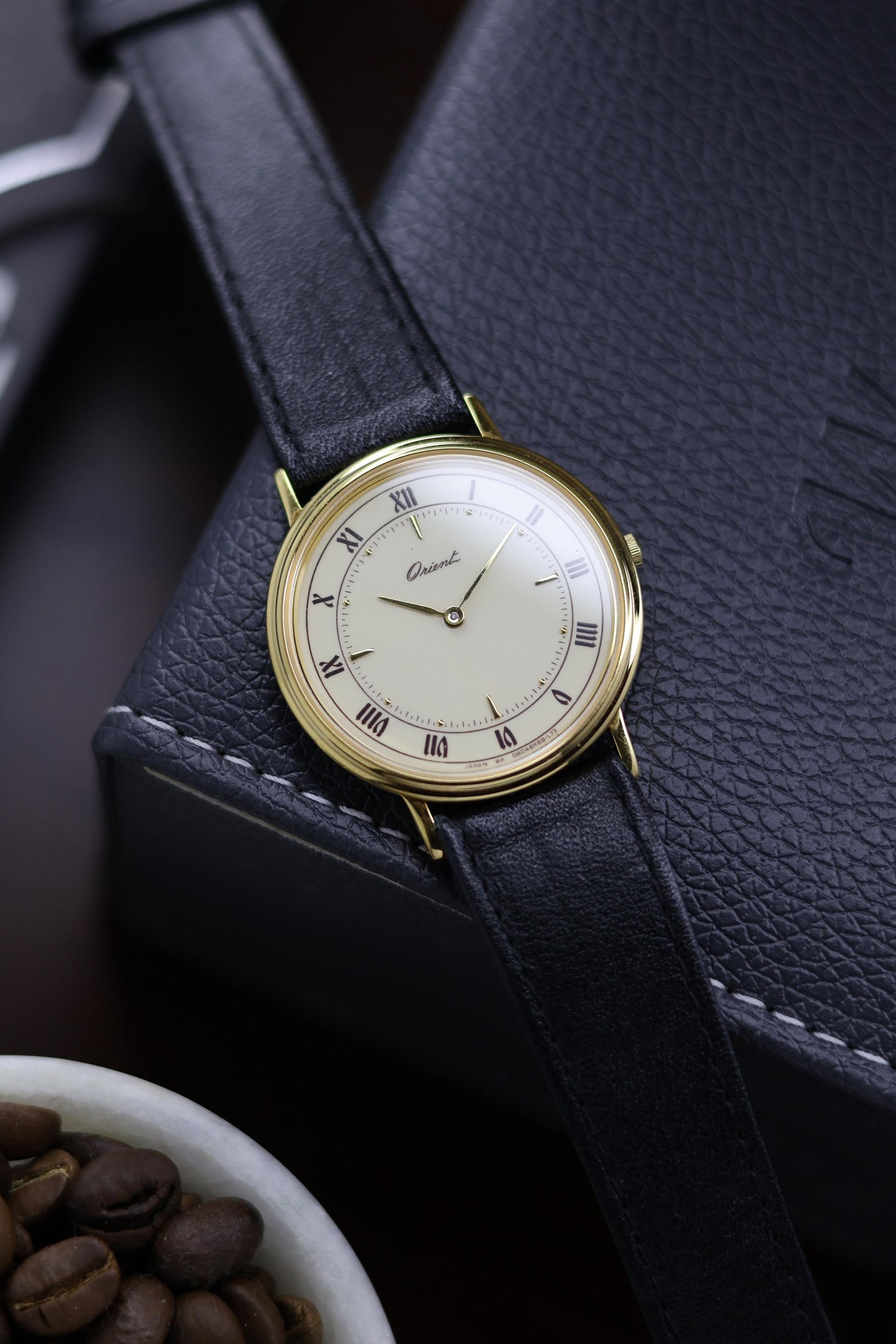 (JDM - Extremely Rare) NOS Orient Quartz Enamel Dial with 22K Gold Plated Case - Vintage Watch (Pre Owned)