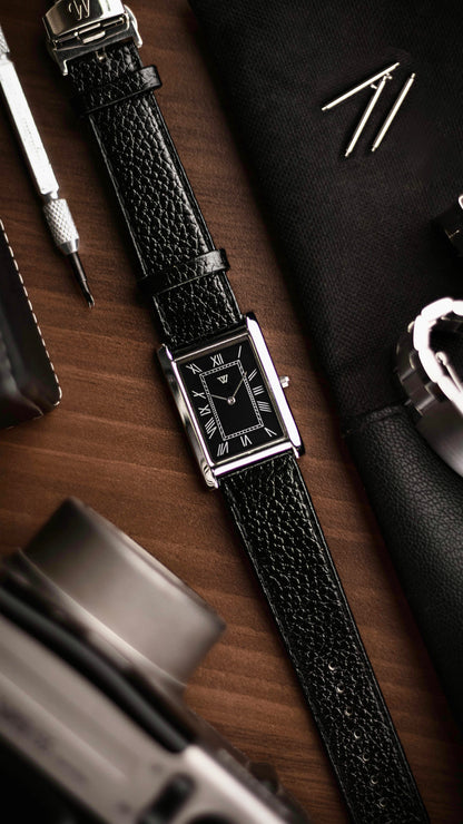 The S23 - BLACK Dial - Slim Tank Style Watch - by Watchtopia