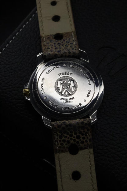 (Super Rare) TISSOT 1853 BALLADE Two-Tone White Motif Dial with Fluted Bezel & Sapphire Crystal - Quartz Swiss Vintage Watch (Pre Owned) - SE516