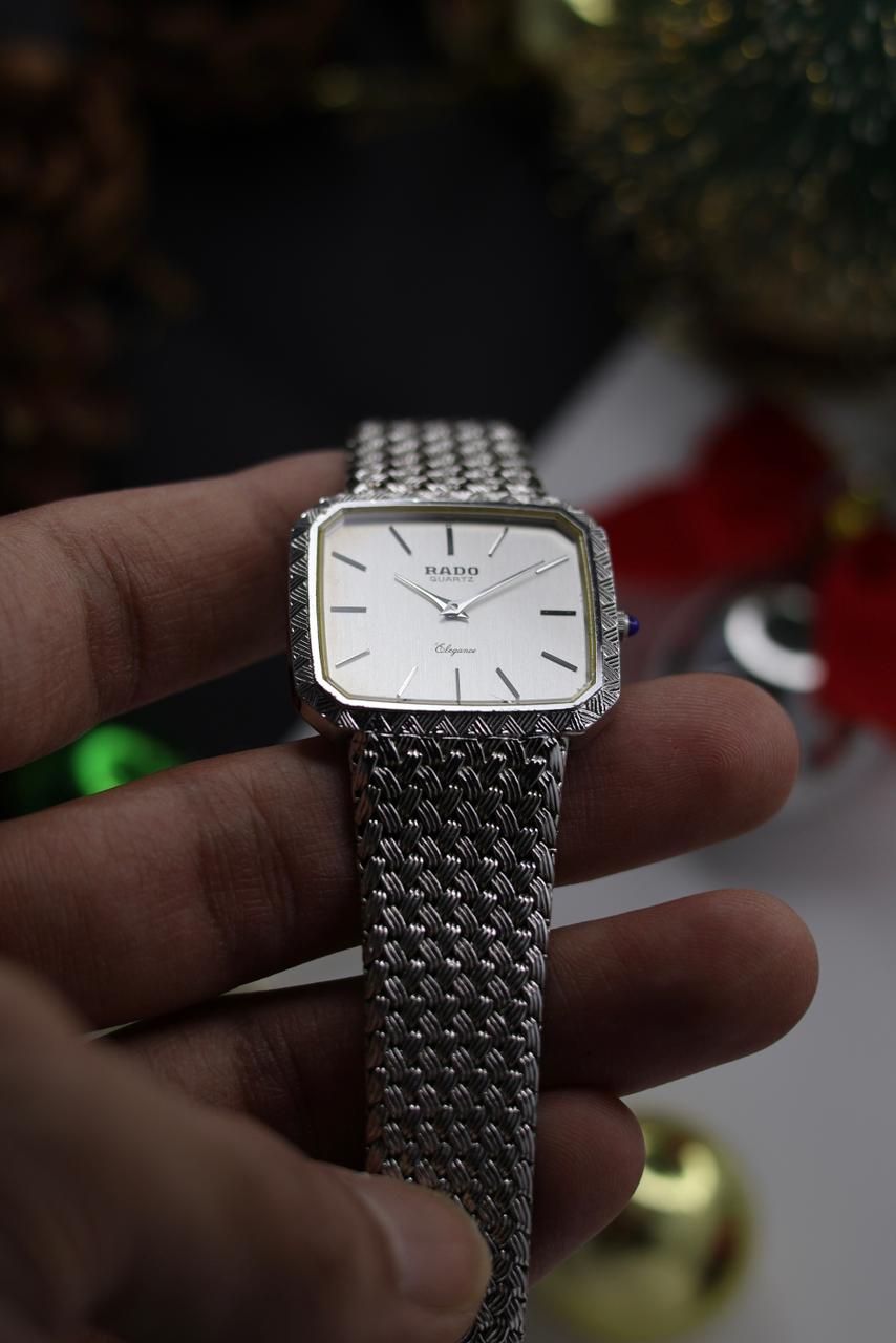 (Extremely Rare) RADO Elegance Square Dial with Integrated Woven Milanese Bracelet - Swiss Vintage Watch (Pre Owned) - SE400