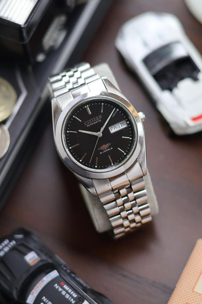 (Super Rare) Citizen Eagle 7 “Datejust” Black Mirror Dial with Jubilee Bracelet - Automatic Vintage Watch (Pre Owned) - SE515