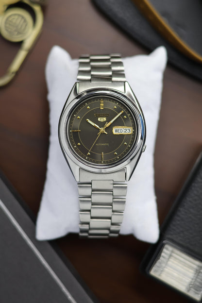 Seiko 5 Dark Grey Sunburst Dial with Glass Back (Pre Owned)