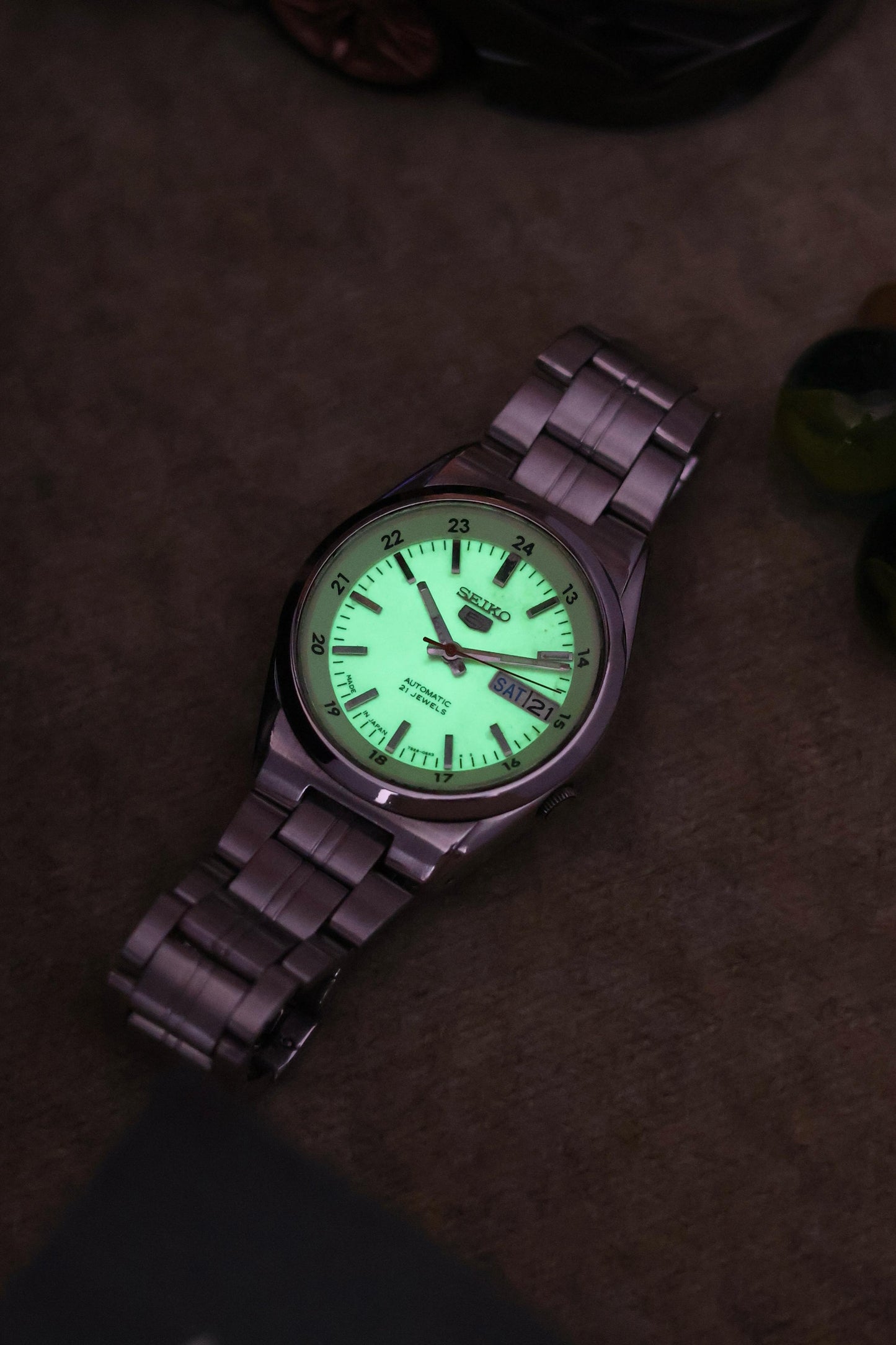 (Super Rare) Seiko 5 Railway Time Lume Dial with Glass Back - Automatic Watch (Pre Owned)