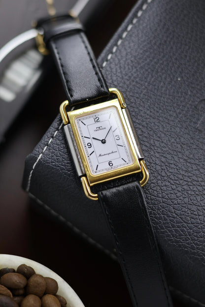 (Extremely Rare) TECHNOS SWISS Tank with Gold Plated Case - Swiss Vintage Watch (Pre Owned) - A231