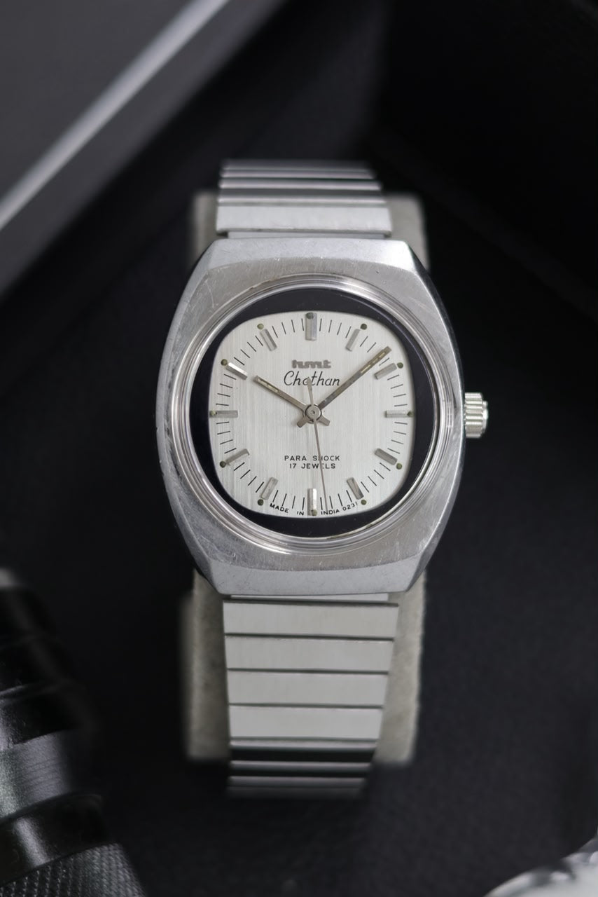 (Super Rare) Vintage HMT Chethan Silver TV Dial - in Original Condition - Mechanical Hand Winding Watch (Pre Owned) - SE512