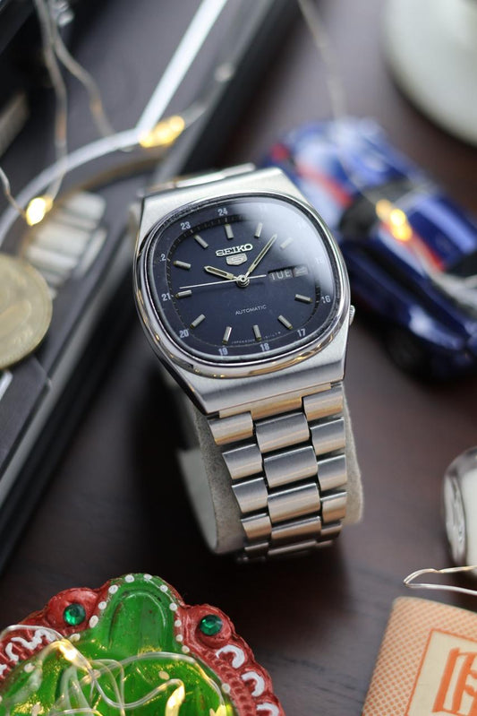 1981 Seiko 5 Railway Time Blue TV Dial - Automatic Vintage Watch (Pre Owned) - SE565