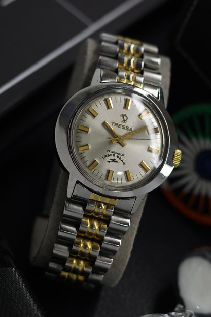 (Super Rare) TRESSA Laser Beam ‘Dynamic’ Two Tone Silver Dial - Swiss Hand-Winding Vintage Watch (Pre Owned) - SE726