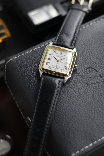 (JDM - Extremely Rare) 1980 Seiko CADET 100M Enamel Dial with Gold Plated ‘Santos’ Bezel - Quartz Vintage Watch (Pre Owned) - SE488