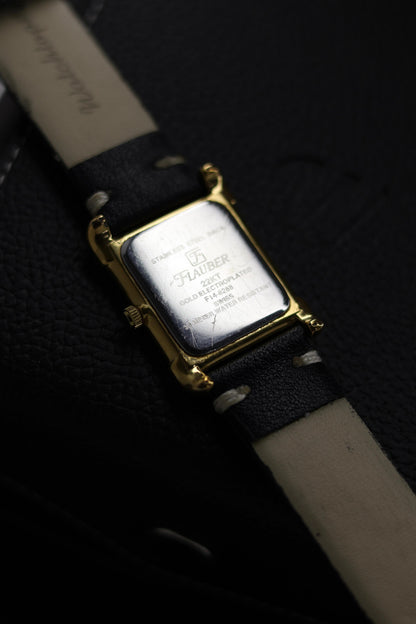 (Extremely Rare) Flauber Swiss Quartz White Dial with 22KT Gold Plated Case - Swiss Vintage Watch (Pre Owned) - SE607