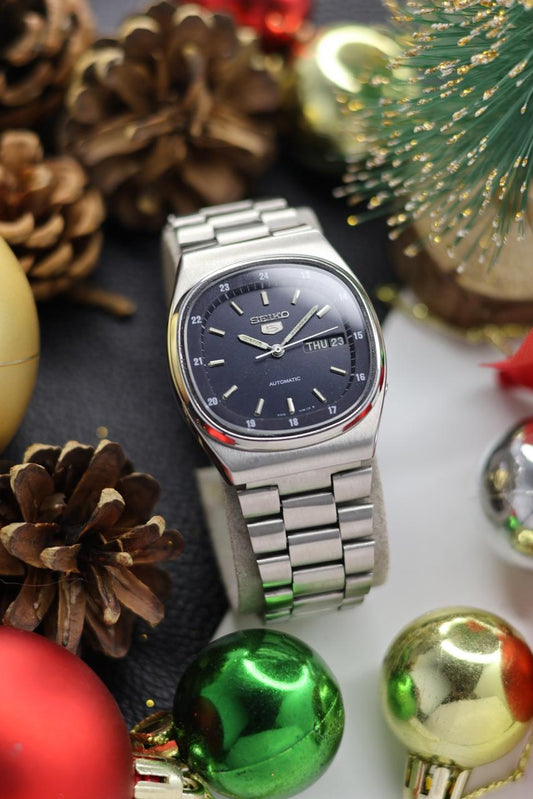 (Super Rare) 1983 Seiko 5 Railway Time Navy Blue Dial - Automatic Vintage Watch (Pre Owned) - SE515