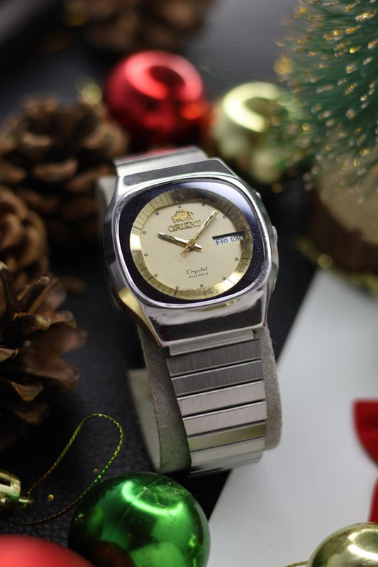 (Super Rare) Orient Tri-Star Crystal Champagne TV Dial - Automatic Vintage Watch (Pre Owned) - SE532