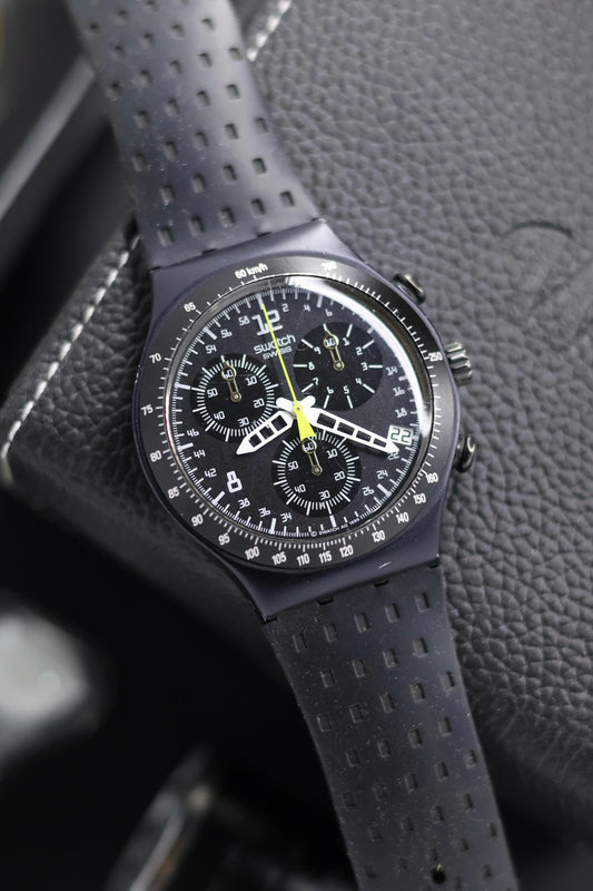 (Super Rare) Swatch IRONY Chronograph Black Dial - Swiss Vintage Watch (Pre Owned) - SE440