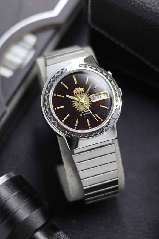 (JDM - Extremely Rare) Orient Tri-Star Crystal Lacquered Maroon Dial - Automatic Vintage Watch (Pre Owned) - SE509