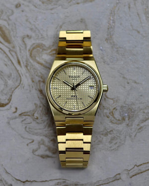 (Mint Condition + Box & 3 Custom Straps worth ₹9500) TISSOT PRX Powermatic 80 35mm Gold Champagne Dial (Pre Owned)
