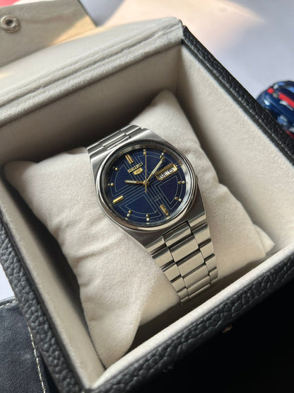 Seiko 5 - Blue Patterned Dial with Glass Back(Pre Owned)