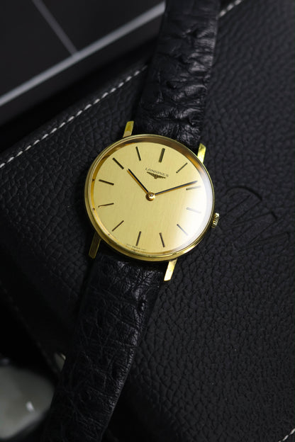 (Ultra Rare) LONGINES 4164 Brushed Champagne Dial with 18k Gold Plated Case - Swiss Mechanical Hand-Winding Vintage Watch (Pre Owned) - SE806