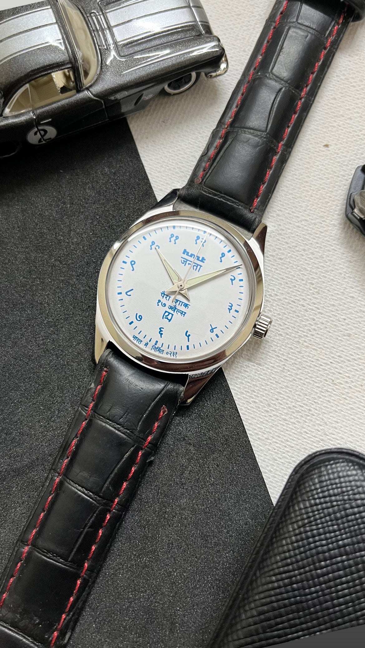 (Limited) HMT Janata Devanagri - WHITE Dial with Blue Numbers and Lume Hands