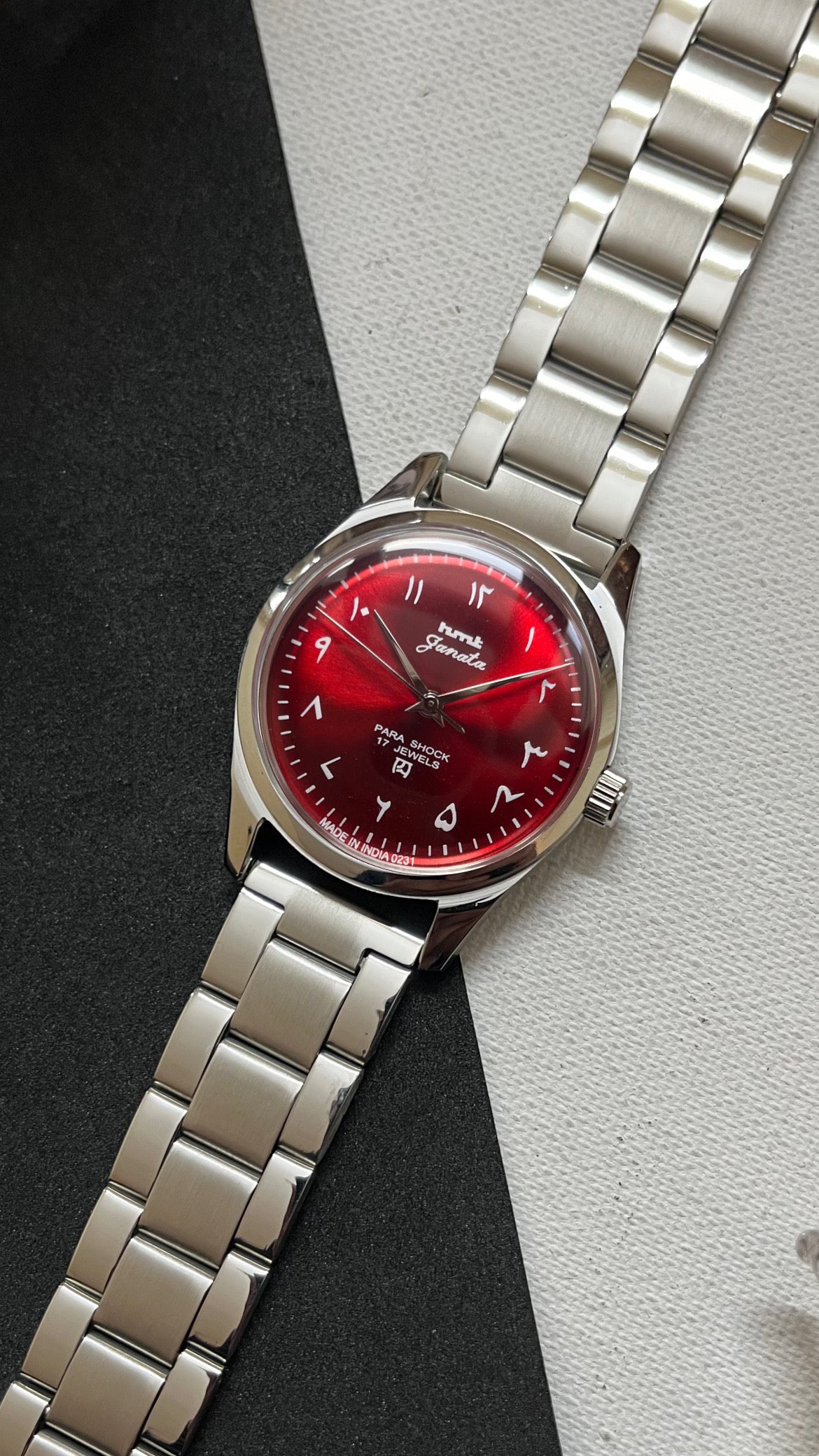 HMT Janata - SUNBURST ARABIC RED Dial