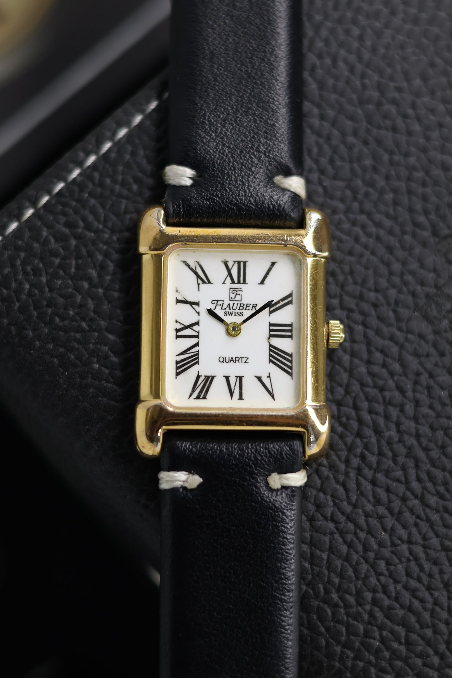 (Extremely Rare) Flauber Swiss Quartz White Dial with 22KT Gold Plated Case - Swiss Vintage Watch (Pre Owned) - SE607