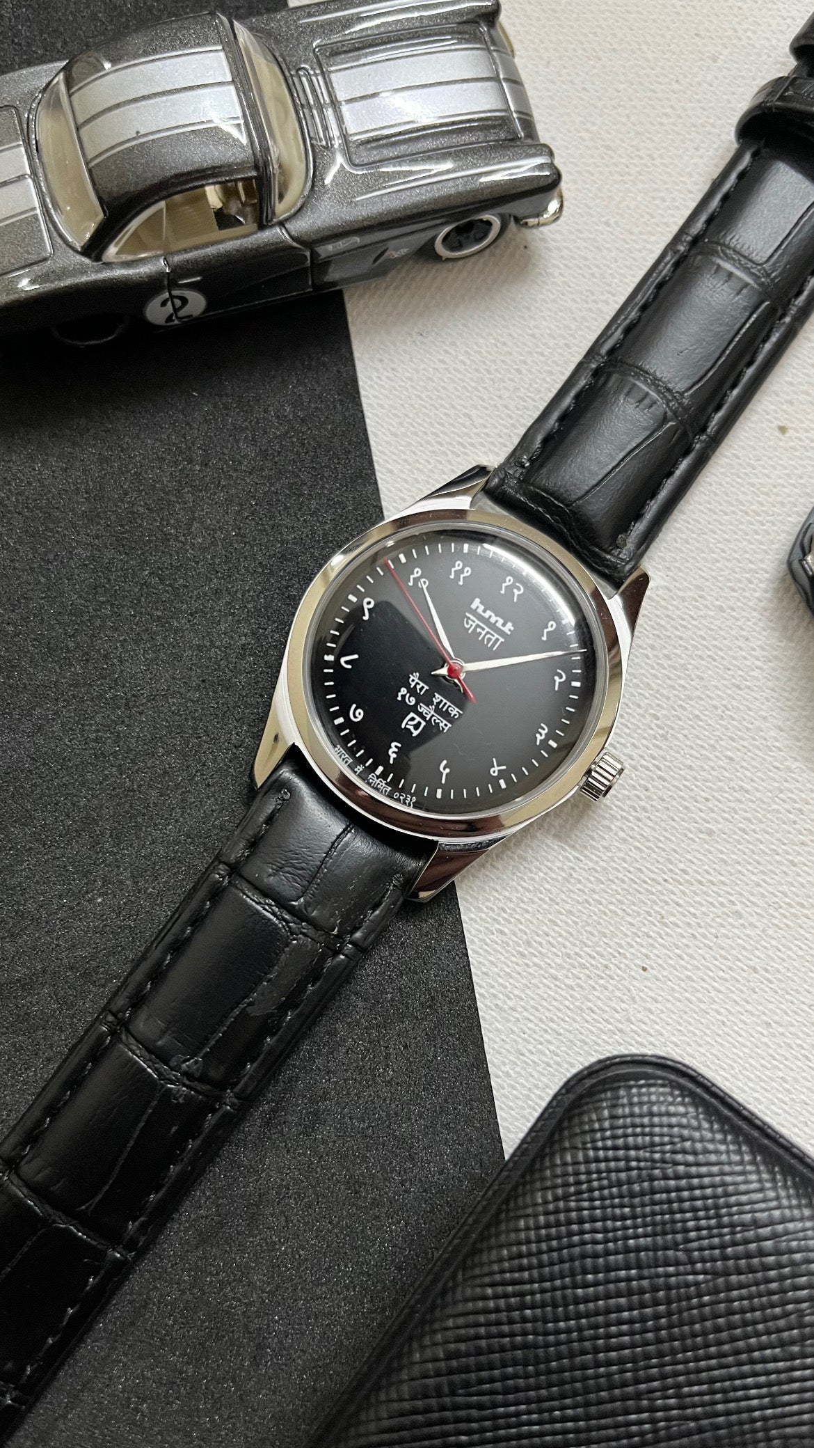 Watchtopia See-through Glass Back Black Croc Leather