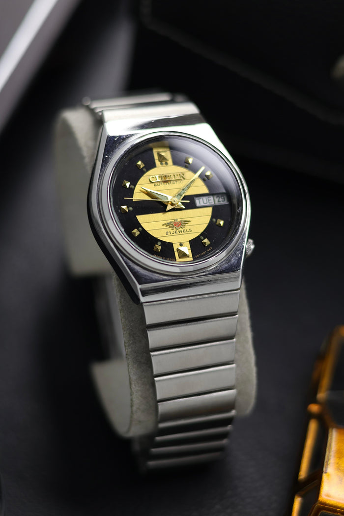 (Super Rare) Citizen Eagle 7 Black & Gold Motif Dial - Automatic Vintage Watch (Pre Owned) - SE631