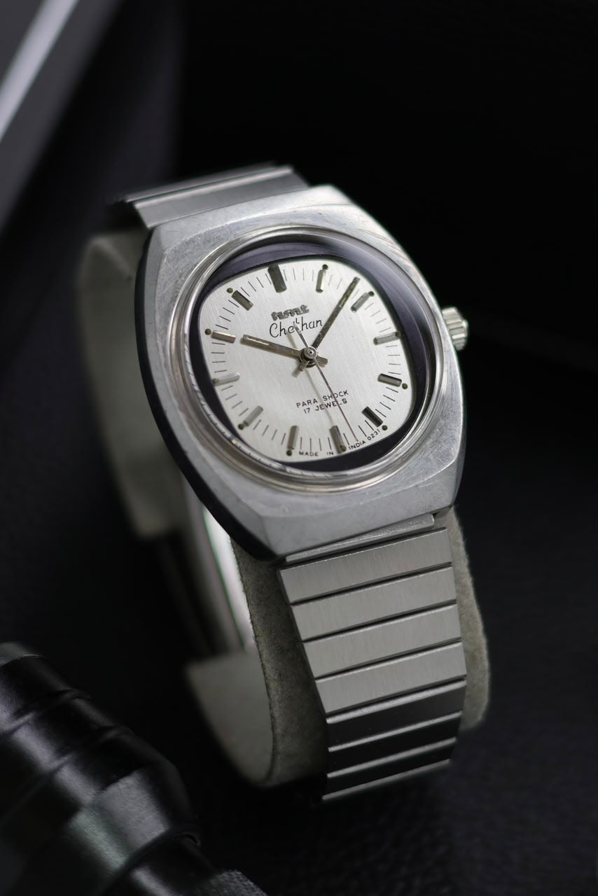 (Super Rare) Vintage HMT Chethan Silver TV Dial - in Original Condition - Mechanical Hand Winding Watch (Pre Owned) - SE512