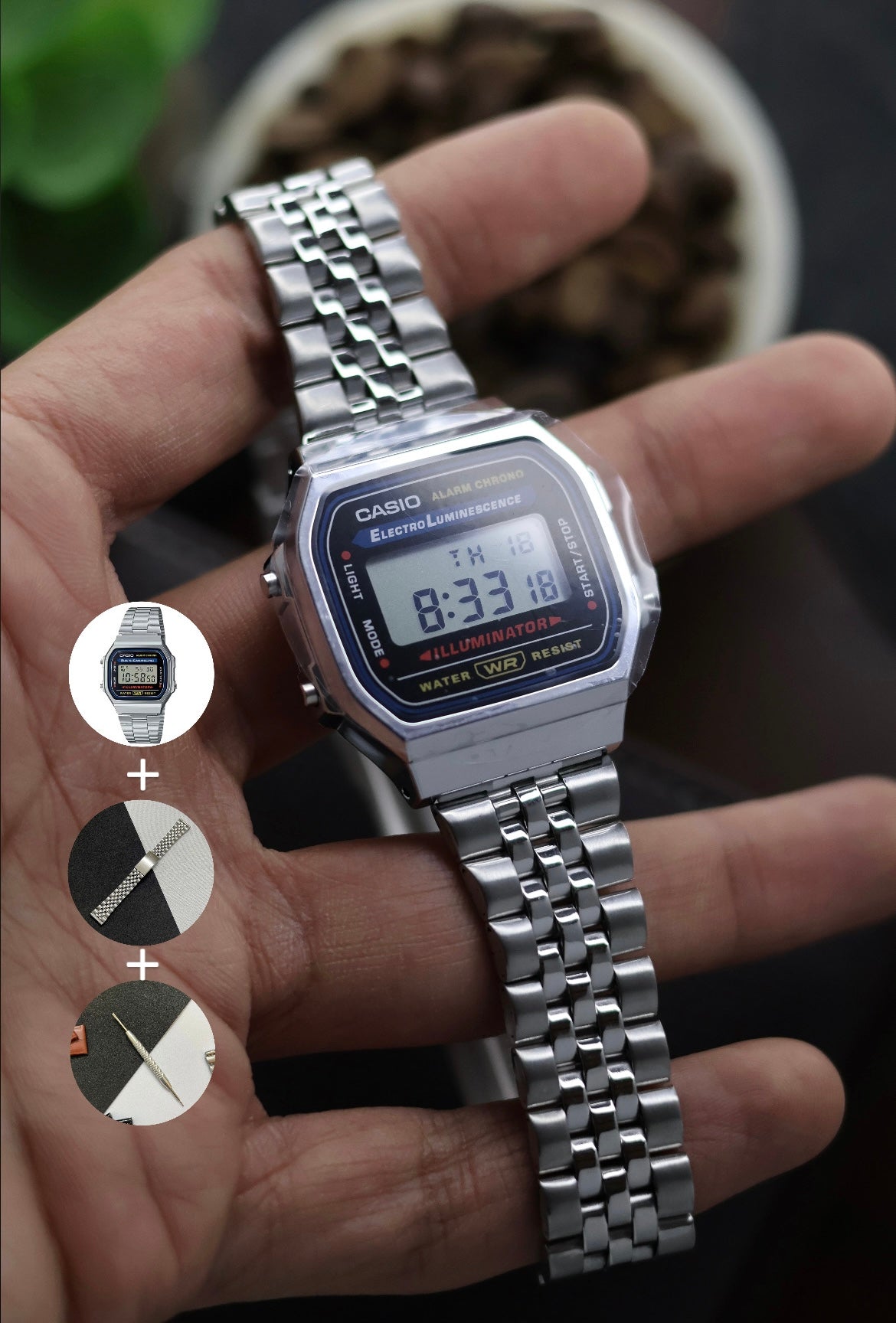 CASIO A168WA-1 D131 with JUBILEE BRACELET BUNDLE (SAVE ₹149)