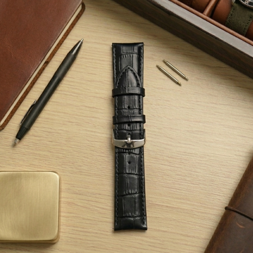 PREMIUM Genuine Leather Padded Croc Watch Strap