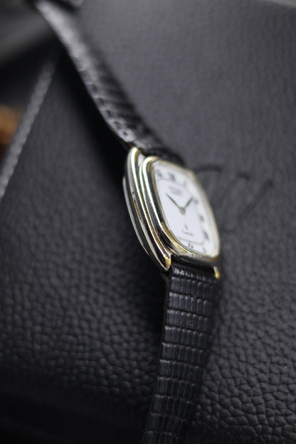 (JDM - Extremely Rare) Citizen Castalia White Enamel Dial with White Gold Plated Case - Quartz Vintage Watch (Pre Owned) - SE513