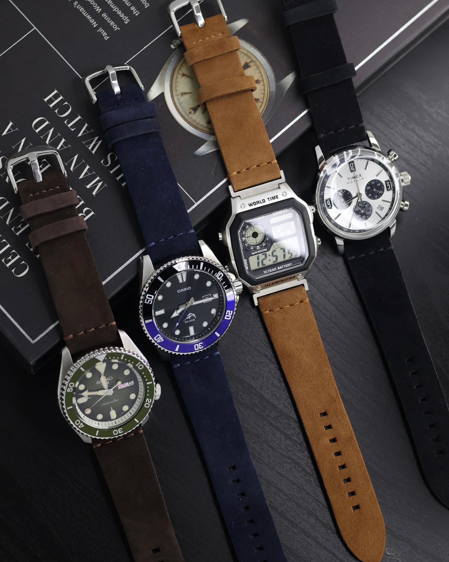 PREMIUM Suede Leather Watch Strap (22mm) - with FREE Strap Tool!