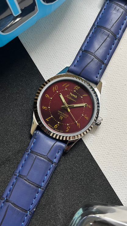 Fluted HMT Kohinoor - MAROON ‘Drunken Numbers’ Dial