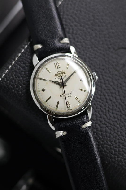 (Extremely Rare) Enicar Ultrasonic Seapearl Antimagnetic Hand Winding White Patina Dial - Swiss Vintage Watch (Pre Owned) - SE567