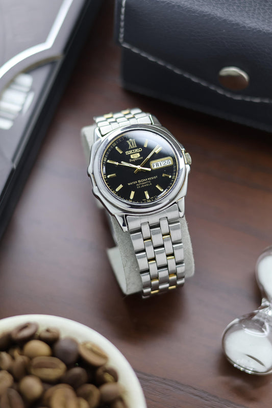 (Super Rare) Seiko 5 Superior Black Opaline Dial - Automatic Vintage Watch (Pre Owned) - SE453