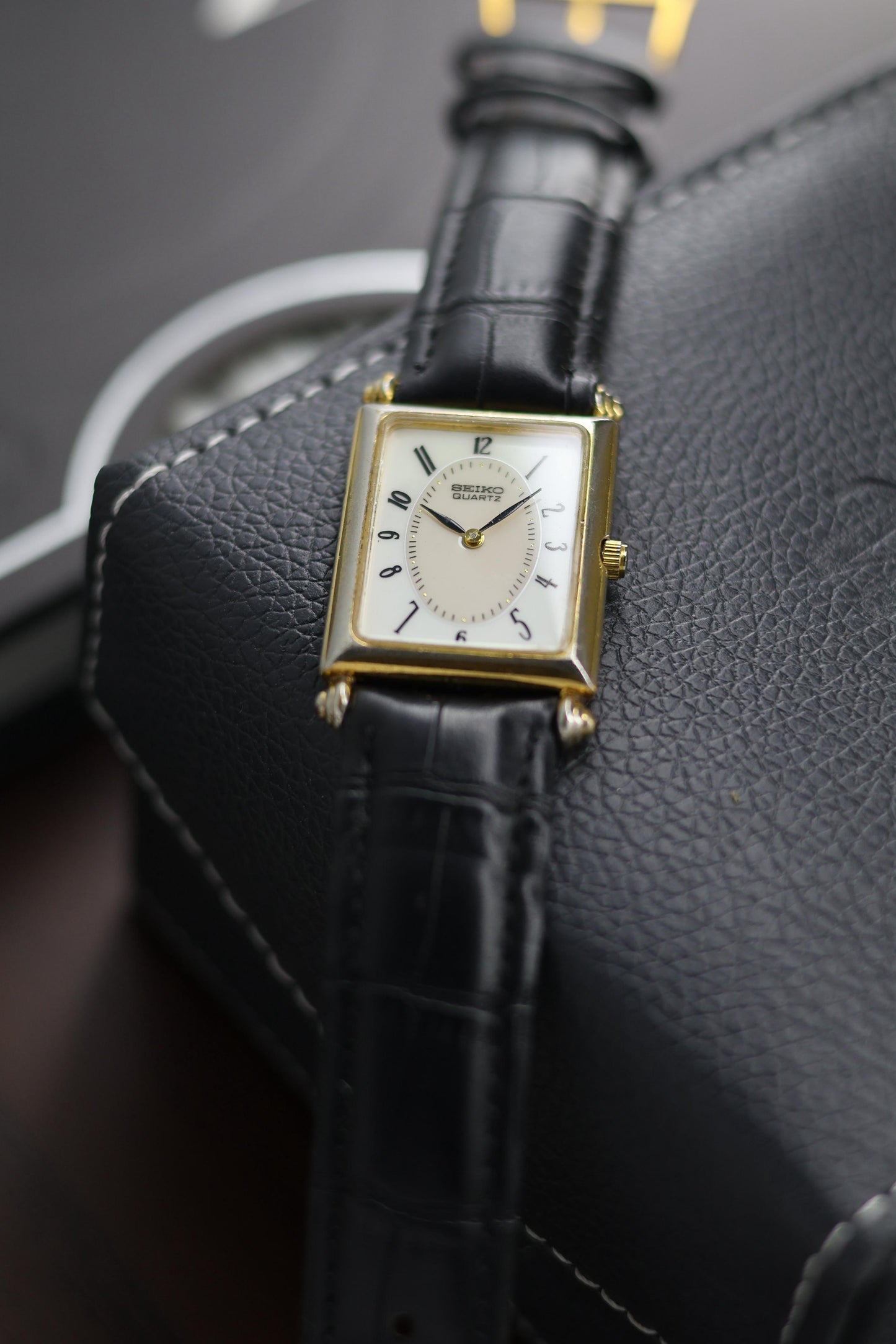 (JDM - Extremely Rare) 1992 Seiko Tank Art Deco Enamel Dial - Quartz Vintage Watch (Pre Owned) - A363