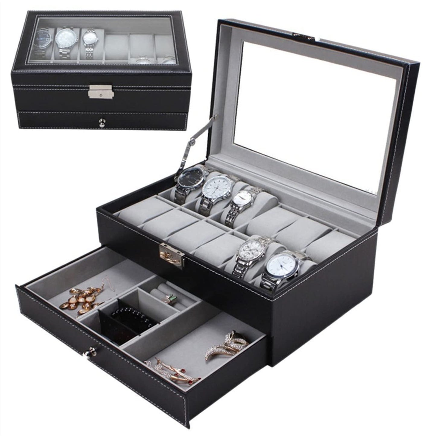 12 Slot with Drawer Watch Organiser / Storage Box