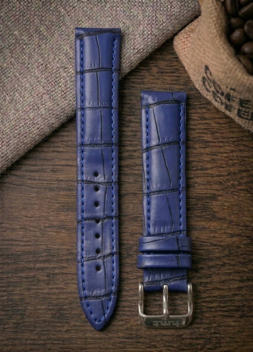Blue Croc Leather Watch Strap (18mm) – watchtopia.in