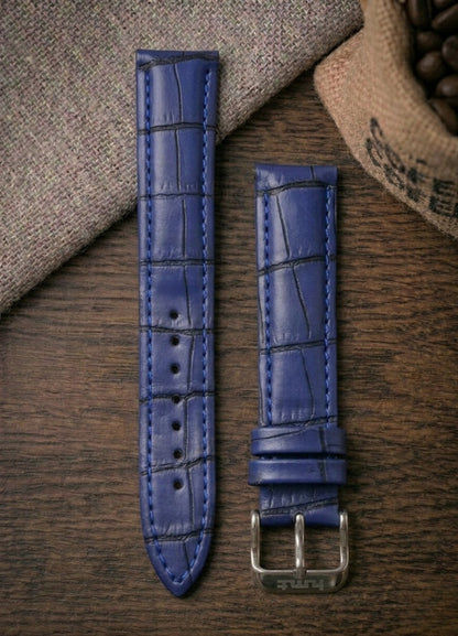 Blue Croc Leather Watch Strap (18mm)
