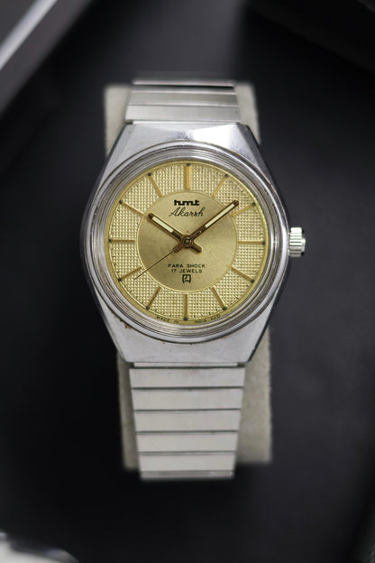 (Super Rare) Vintage HMT Akarsh Champagne Guilloche Dial - in Original Condition - Mechanical Hand Winding Watch (Pre Owned) - SE598